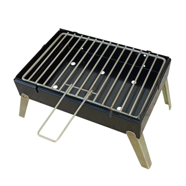 Grătar pliabil pentru camping și pescuit Inteliced®, dimensiune grill 34 x 22 cm, înălțime tavă cărbuni 7 cm, înălțime picioare pliabile 12 cm